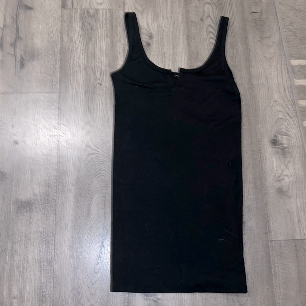 Black ribbed mini dress